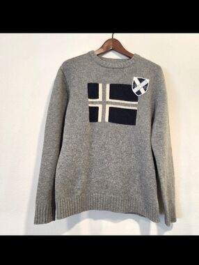 Sacoor Brothers Gray Lambswool Crewneck Sweater